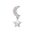 Dettaglio di orecchini a stella e luna con zirconi e ciondolo a stella lucido - EGD0649/Stella Luna / Argento