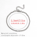 Silver stainless steel twisted rope chain bracelet 2.3mm width with adjustable clasp - Double Box Link Style / 2mm Wide (17+5cm) / Steel