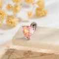 Pendiente con corazón de circonita rosa y cierre de tornillo en plata fina - Rosa y Amarillo (A1114-1#)