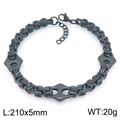 Bracciale bizantino da uomo 5mm in acciaio inossidabile nero con rombi decorativi, 210mm - Stile Ciondolo a Rombo Nero (KB210192-ZCG)