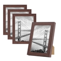 Set of four dark brown wood grain picture frames with Golden Gate Bridge display photos - Walnut