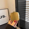 Mini golden mirror acrylic evening bag with chain strap held by hand for luxury styling - Square / Gold