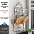 3-tier stainless steel wall pot lid rack and cutting board holder with drip tray - Straight 3-Tier (With Drip Tray) / Stainless Steel Original