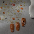 Detail von Halloween-Nagelstickern mit geprägten Kürbis-, Geist- und Fledermausmotiven - Klassischer Kürbis-Geist-Umriss-Stil (CO-449)