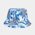 Macro detail of high-density stitching and blue camouflage pattern on a bucket hat - M (56-58cm) / Blue White Grey Digital Camo (9#)