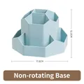 Light blue multi-grid desktop organizer stationery holder with non-rotating base - Non-Rotating / Blue