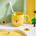 Cute yellow cartoon cat rinsing cup and blue flower toothbrush set for kids - Yellow Dog Cup