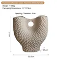 Jarrón de cerámica blanco mate pequeño con textura martillada y diseño circular hueco - Cerámica / Textura Martillada Blanco - Pequeño
