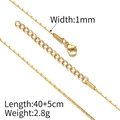 Minimalist 1mm gold snake chain necklace in 18K plated stainless steel with lobster clasp - Hammered Box Chain (Gold 40+5cm) / Width 1mm