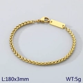 Pulsera de acero inoxidable chapada en oro de 18K con placa cuadrada, talla 180x3mm - Pulsera de 3mm (KB203021-Z) / Dorado