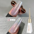 Glossy Rose Cat-Eye nail gel polish in pink holographic glitter 04, 10ml bottle - Summer Ice Cat Eye 04