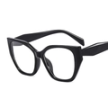 Fashionable black thick frame cat-eye glasses with geometric design for women - Black Frame Clear Lens