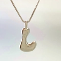 Polished silver balloon style letter L pendant on a sleek box chain necklace - Letter L / Silver