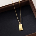 Minimalist gold S925 silver necklace with rectangular letter A pendant in a velvet box - Letter A / Gold