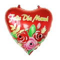 18-inch heart-shaped foil balloon with Feliz Día Mamá gold lettering and roses - 18 Inch Red Gold Text Rose Heart Happy Mother's Day (F3193)
