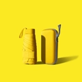 Mini yellow folding umbrella with matching capsule storage case and carry strap - Yellow (With Case)