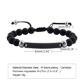 Detailed technical specifications for carnelian beaded bracelet with adjustable nylon cord - Black Plate Matte Black Agate