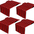 Modern minimalist table runner featuring red and black stripe pattern on white base - Red and Black Stripes