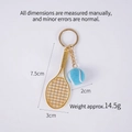 Porte-clés mini raquette de tennis avec balle bleue en métal doré, longueur 7,5cm - 2cm Petit / Raquette Or + Balle Bleue 2cm