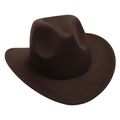 Close-up of the dark brown felt cowboy hat showing detailed stitching on the wide brim - Kids Size (52-54cm) / Coffee