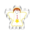 Close-up of angel shaped stainless steel cookie cutter with polished metallic finish - Angel 7131