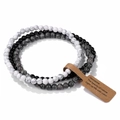 Three-piece set of 4mm gemstone beaded elastic bracelets in black, white, and grey tones - FK1765-Black White Grey Mixed Gemstone Set