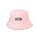 Detail of a pink bucket hat showing the 'I'M WATCHING YOU' print and high-density stitching - Pink / Kids (50-52cm)