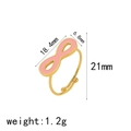 Detail des Infinity Pink Emaille Musters auf Gold Edelstahl Ring mit Maßen - Einstellbar Offen / Unendlichkeits-Stil (TR4265)