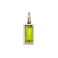 Silver square stainless steel pendant with green zircon gemstone for jewelry making - August Steel (Peridot Green Zirconia)