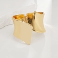 Minimalist wide geometric irregular gold-plated open hinge cuff bracelet for women - Irregular Curled Geometric Cuff (SL288) / Gold