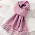 Soft light purple wool scarf for women with elegant long tassel trim details - Light Purple Mix