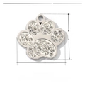 Macro view of 13mm stainless steel dog paw pendant with sparkling crystal inlay - Silver Clear Zirconia Paw (VG053)