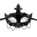 Vintage punk half-face mask in black faux leather with silver metal spikes and chains - Arrow Style - Punk Chain / Black