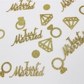 Gold glitter 'Just Married' and diamond ring confetti for wedding party table decor - Gold Just Married+Ring/Diamond