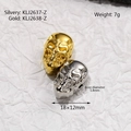 Schädel-Abstandshalter aus Edelstahl in Gold und Silber für DIY-Armbänder und Schmuck - Schädelkopf Horizontales Loch(KLJ2637-Z) / Silber