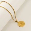 18K gold plated stainless steel Libra zodiac pendant necklace with rope chain - Libra