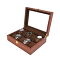 Boîte à montres en bois à 10 emplacements, texture acajou et velours marron - Boîte À Montres 10 Emplacements Grain De Palissandre/Intérieur Café