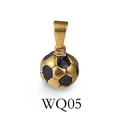 Hip hop style 24K gold plated soccer ball pendant with black enamel details - Gold Football (WQ05)