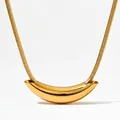 Polished gold curved tube pendant on a sleek snake chain necklace for women - Gold (KDD955)