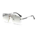 Frameless rimless aviator sunglasses with gradient grey lenses and metal top bar frame - Silver/Gradient Light Green