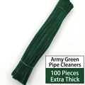 Set 100 scovolini verde militare, steli di ciniglia spessi per fai-da-te albero di Natale - Bastoncini intrecciati verde militare
