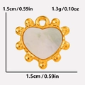 Golden 304 stainless steel heart pendant with white natural shell inlay 1.5cm charm - Gold-White Shell (S2004-G-W)