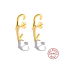 Orecchini a onda in argento S925 dorato con zirconi incastonati su sfondo bianco - Stile Onda a Forma di S / Oro