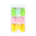 Lot de trois barrettes à cheveux avec nœuds en gros-grain et pompons pour filles sur carte - Pompon de Pâques (3pcs) / Pâques