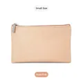 Small nude pink Saffiano leather organizer pouch with silver zipper for essentials - Small Nude Pink