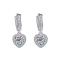 Sparkling silver heart drop earrings with pavé set moissanite stones in a variant view - TED338-Heart Halo Leverback Drop