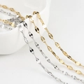 Minimalist 18k gold and silver stainless steel lip chain necklace for jewelry making - Steel Lip Chain / 55CM+5CM