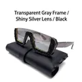 Semi-rimless oversized black frame sunglasses with rhinestones and silver mirror lenses - Silver Mirror Lens Black Rhinestone