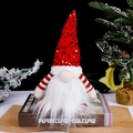 Gnomo de Navidad con gorro de lentejuelas rojas y decoración de barba blanca suave - Sombrero de Lentejuelas Rojo Claro / Rojo