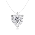925 sterling silver necklace with heart-shaped cubic zirconia on invisible line - Heart-shaped Cut (fddz-078) / White Gold